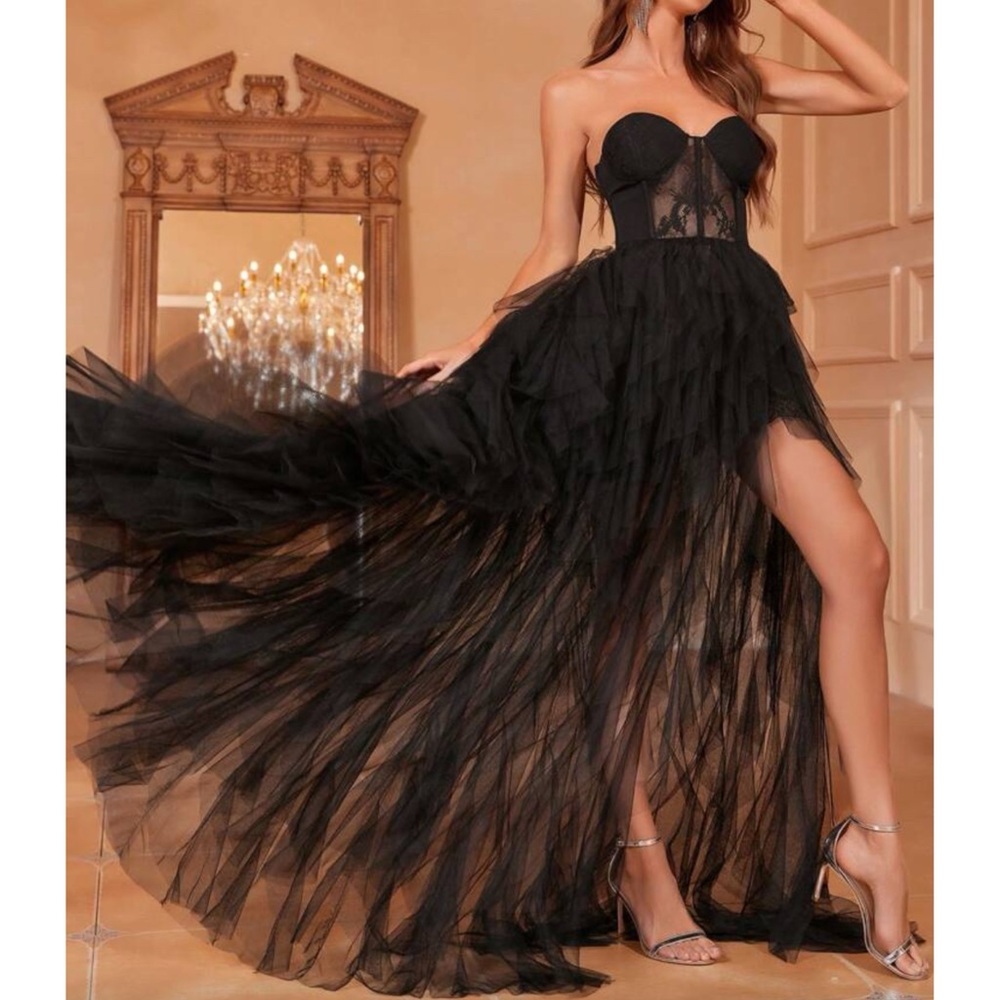 Luxe Strapless Corset Style Long Formal Evening Dress XS S M L XL